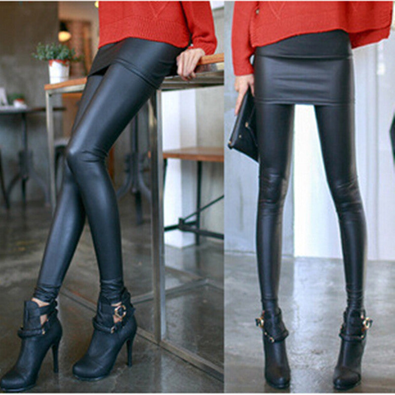 Leather Skirt Leggings Women's Pencil Pants Black